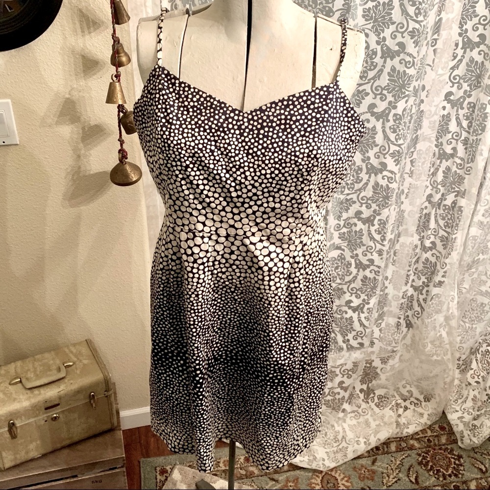 LOFT Black and White Polka Dot Slip Dress